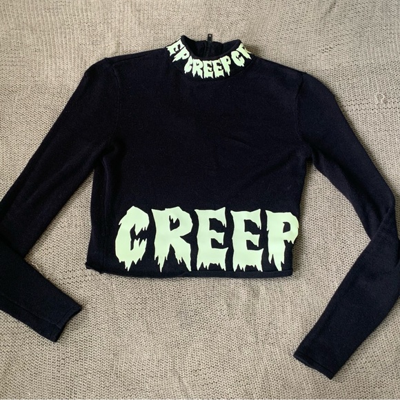 Goth Creep Graphic Cropped Sweater - Picture 4 of 14